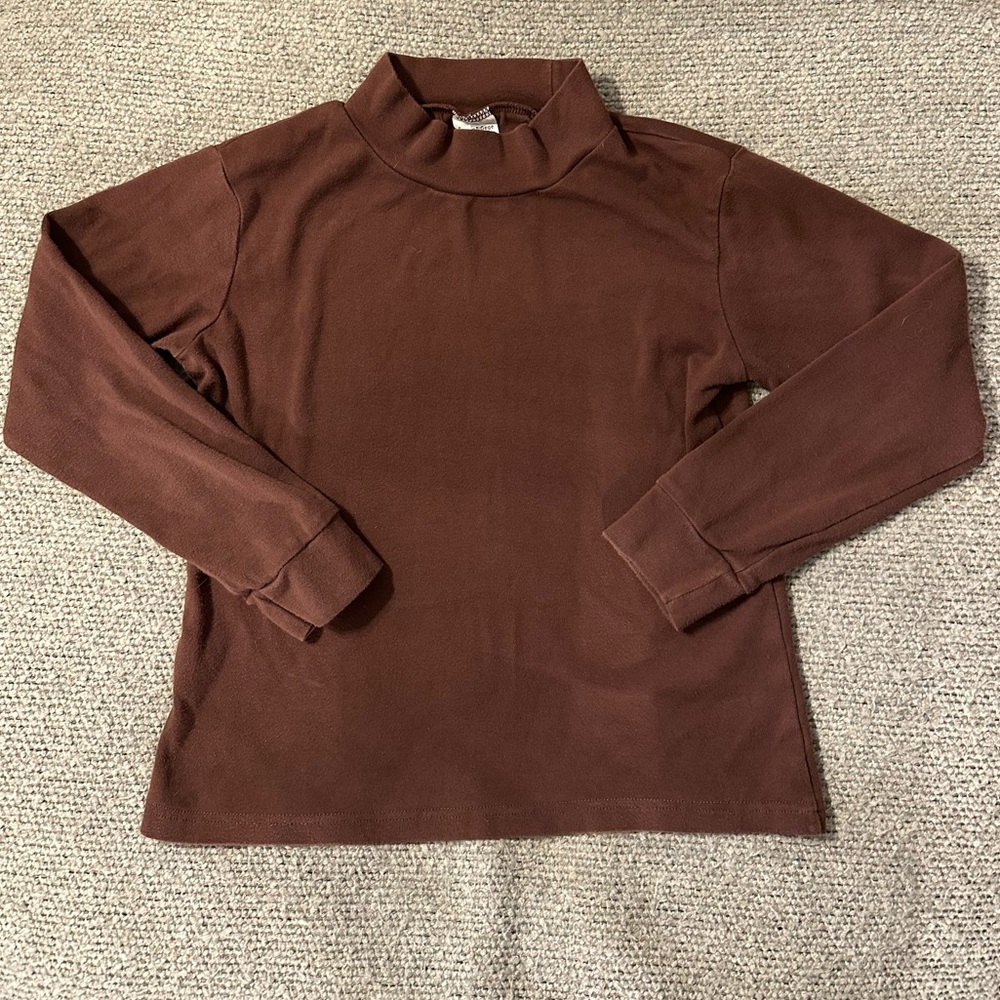 Spring & Gage Chocolate Brown Mock Neck Fall Layer Closet Staple Long Sleeve Tee